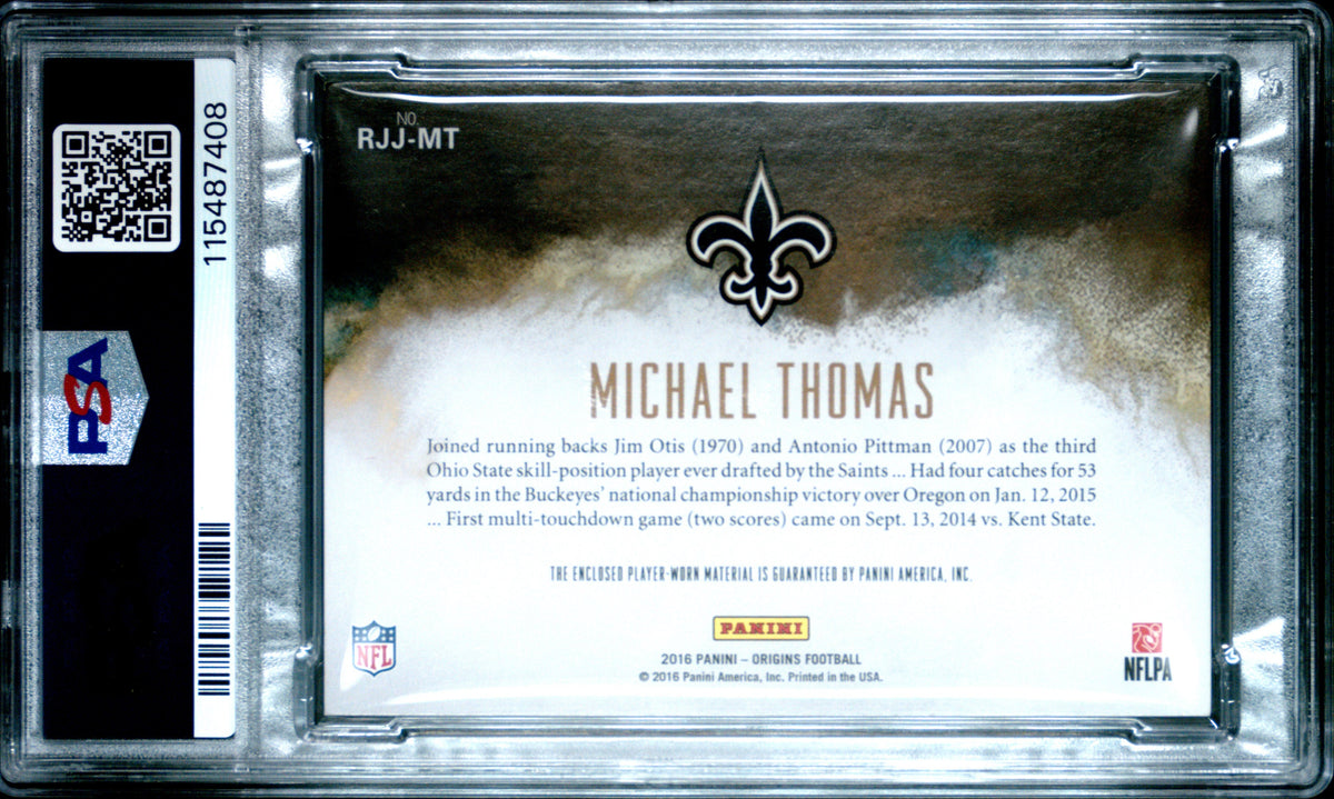 Michael Thomas 2016 Panini Origins Rookie Jumbo Jersey Rke Jmb Jsy-Blk Nfl Shield 1/1 #RJJMT PSA 8
