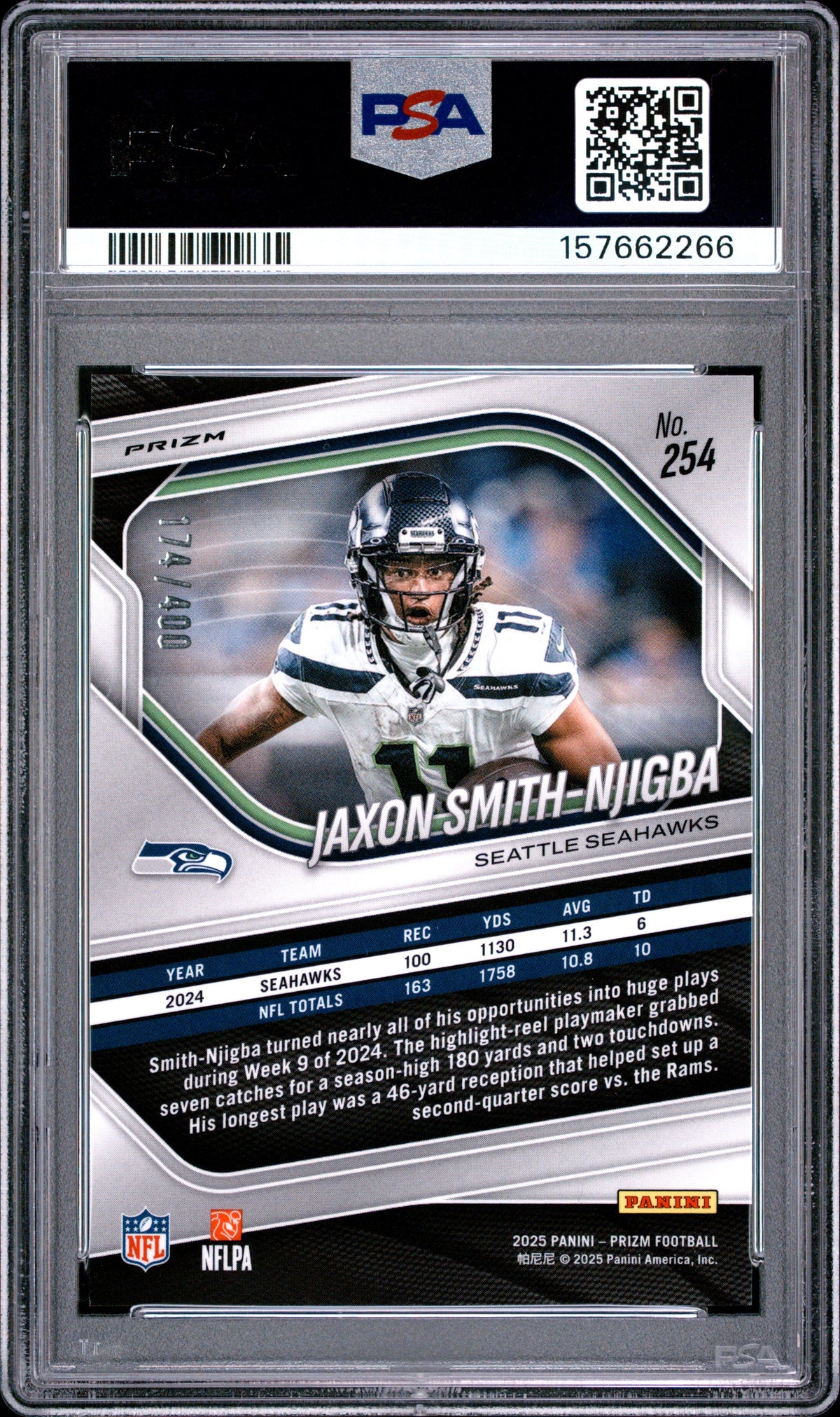 Jaxon Smith-Njigba 2025 Panini Prizm Pandora 174/400 #254 PSA 10-2