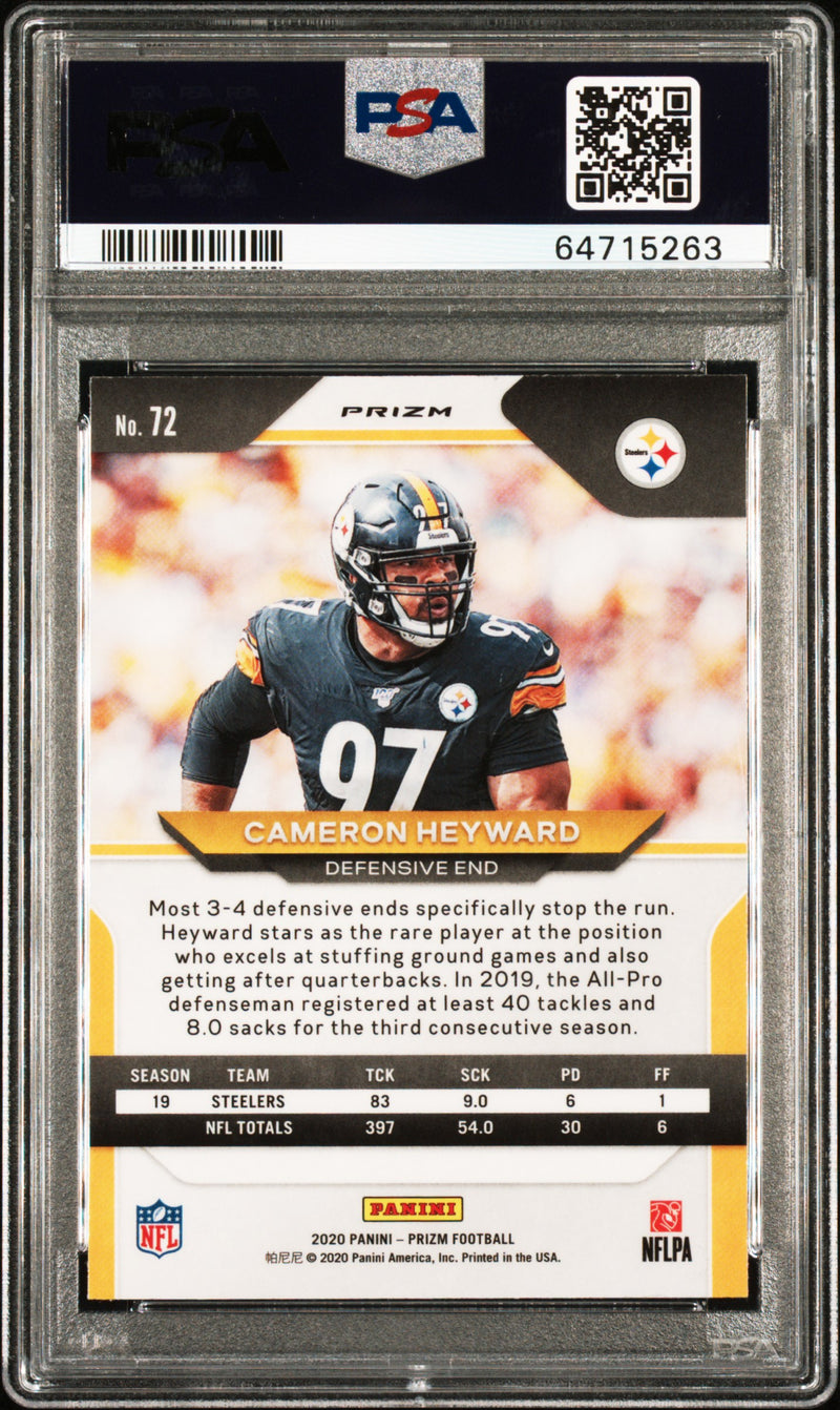 Cameron Heyward 2020 Panini Prizm Blue Prizm #72 PSA 10-2