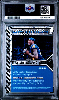 Bryce Underwood 2025 Leaf Optichrome Optimus Autographs Silver Lava 2/10 #OA-BU1 PSA 9-2