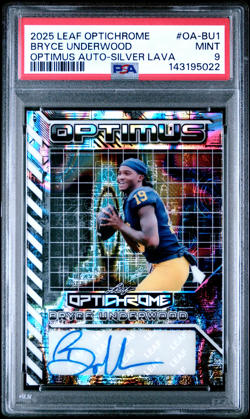 Bryce Underwood 2025 Leaf Optichrome Optimus Autographs Silver Lava 2/10 #OA-BU1 PSA 9-1