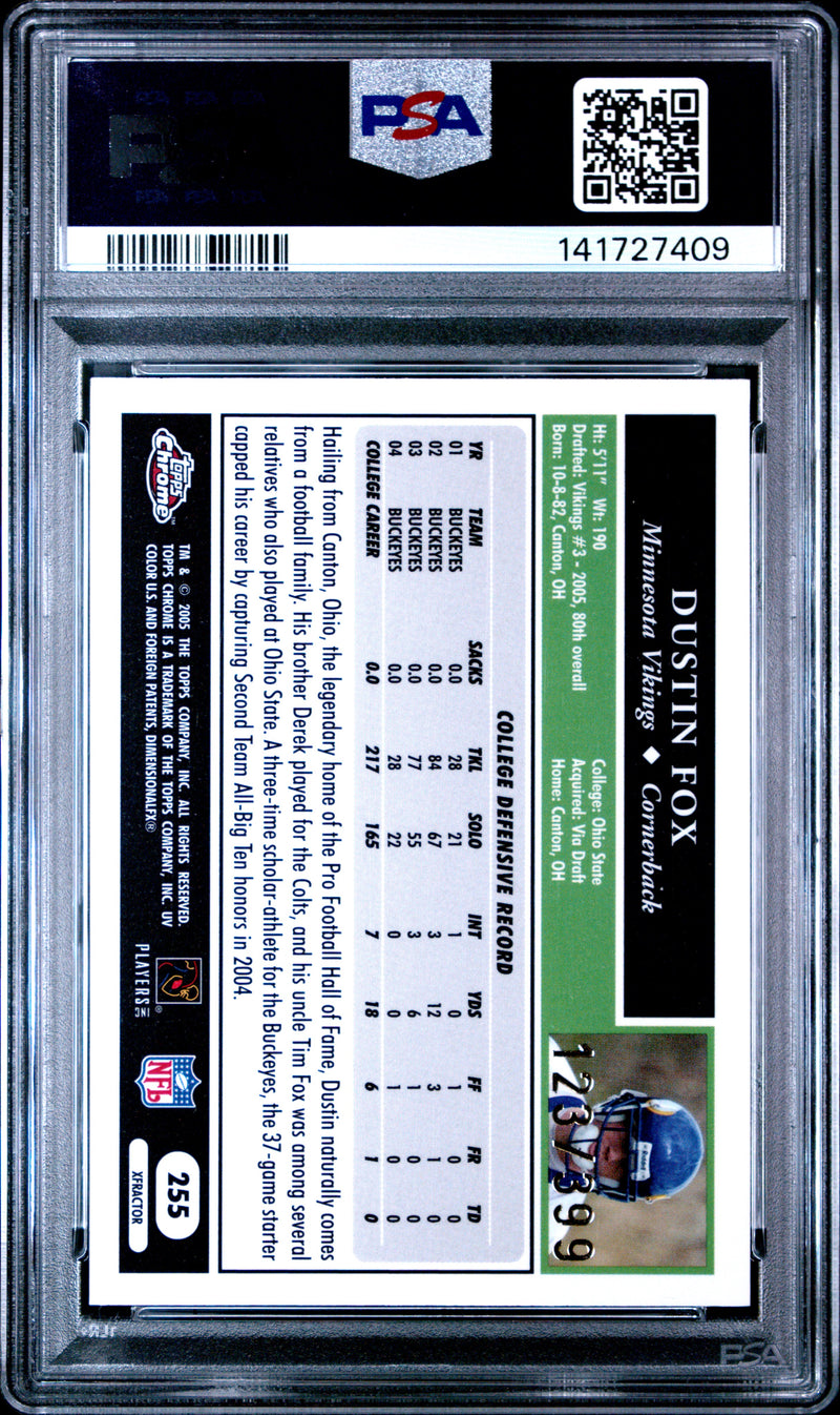 Dustin Fox 2005 Topps Chrome Gold Xfractor 123/399 #255 PSA 9-2