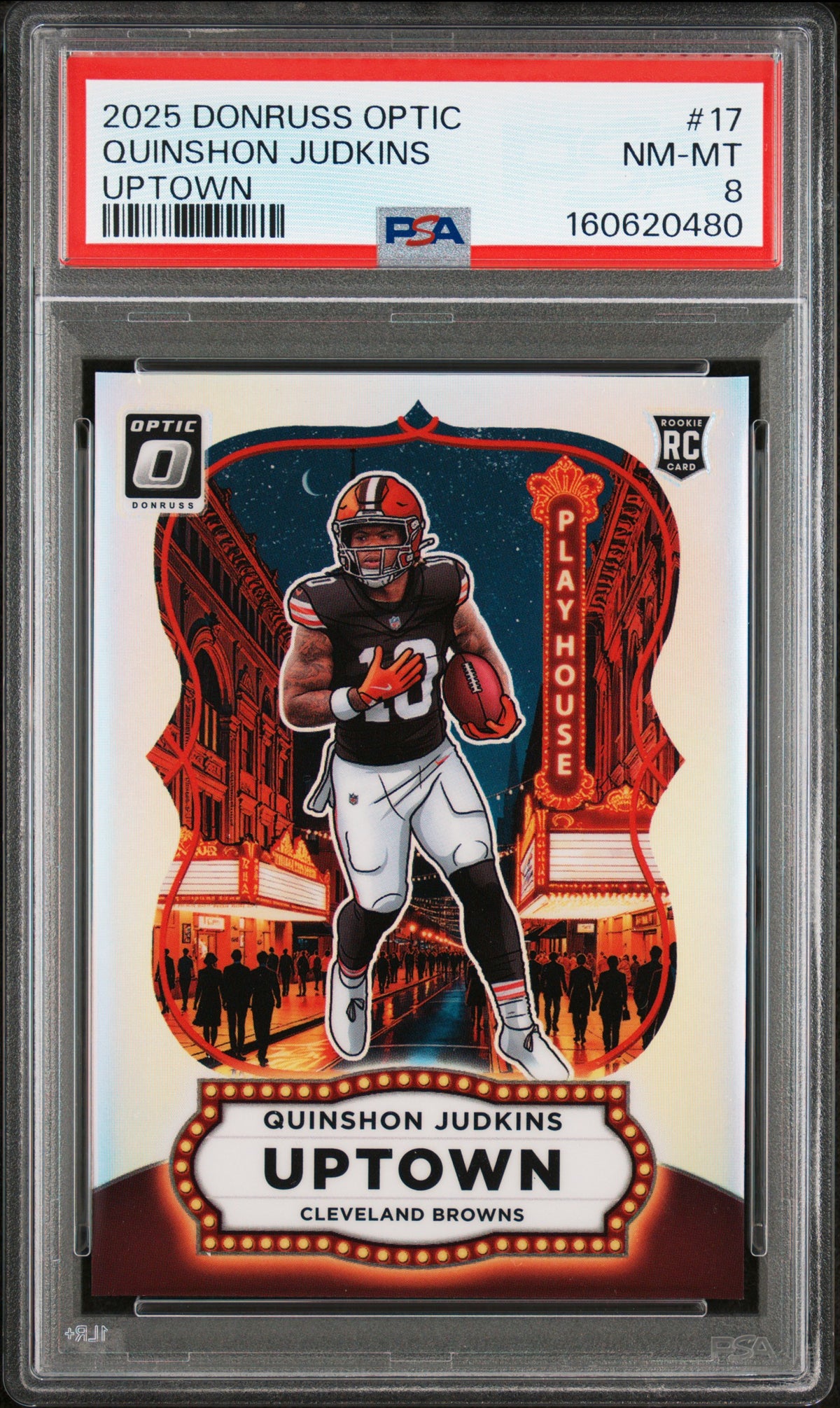 Quinshon Judkins 2025 Panini Donruss Optic Uptown #17 PSA 8
