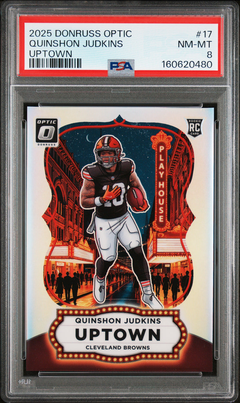 Quinshon Judkins 2025 Panini Donruss Optic Uptown #17 PSA 8-1