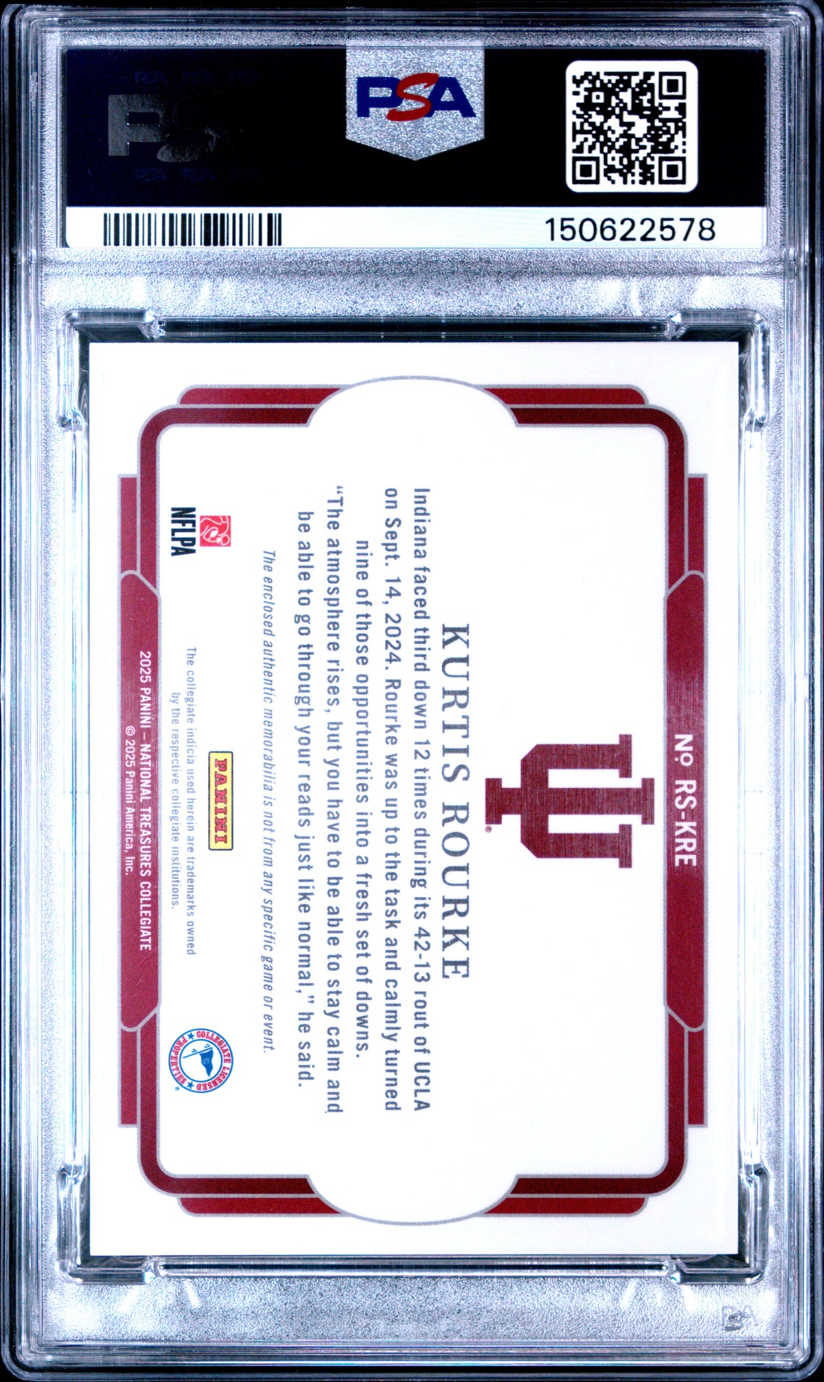 Kurtis Rourke 2025 Panini National Treasures Collegiate Rookie Silhouettes Silver 11/49 #KRE PSA 9-2