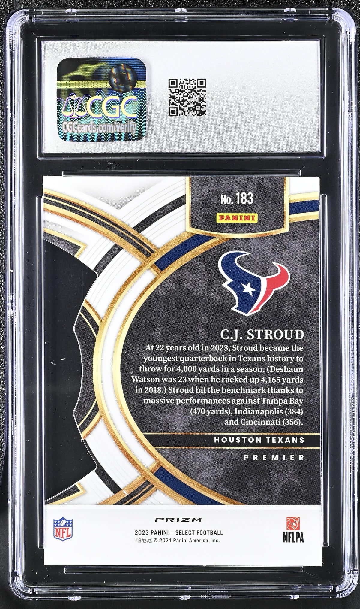 C.J. Stroud Red & Yellow Die-Cut 2023 Select #183 CGC 10-2