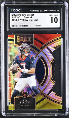 C.J. Stroud Red & Yellow Die-Cut 2023 Select #183 CGC 10-1