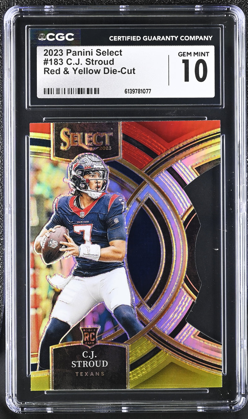 C.J. Stroud Red & Yellow Die-Cut 2023 Select #183 CGC 10-1