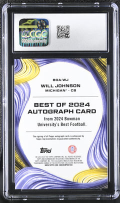 Will Johnson 2024 University Best Best of '24 Autographs #BOA-WJ CGC 10-2