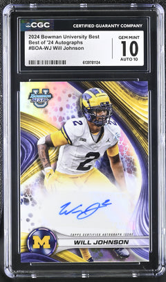 Will Johnson 2024 University Best Best of '24 Autographs #BOA-WJ CGC 10-1