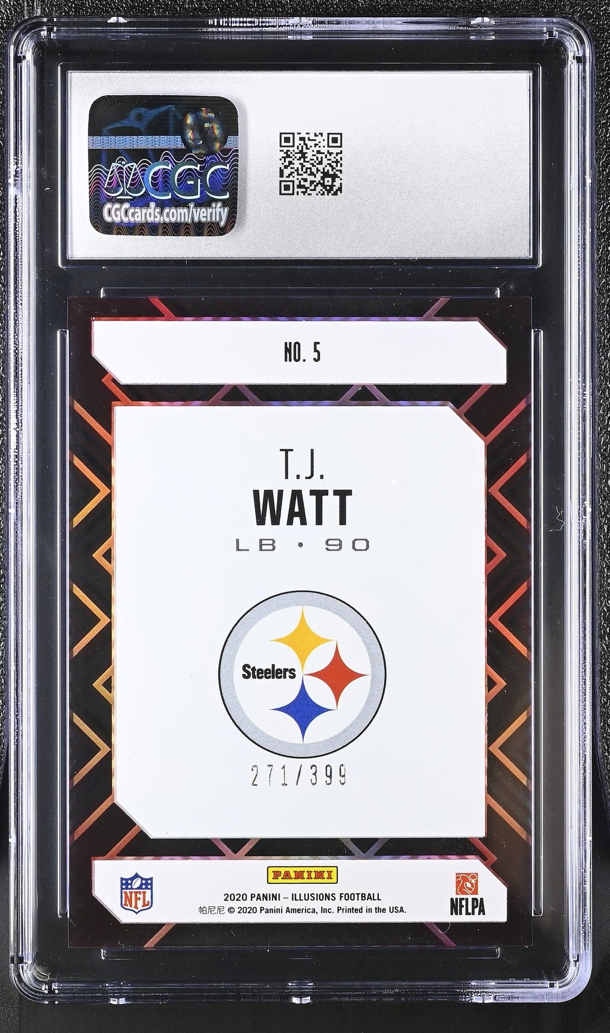 T.J. Watt Pink 2020 Illusions Clear Shots 271/399 #5 CGC 10-2