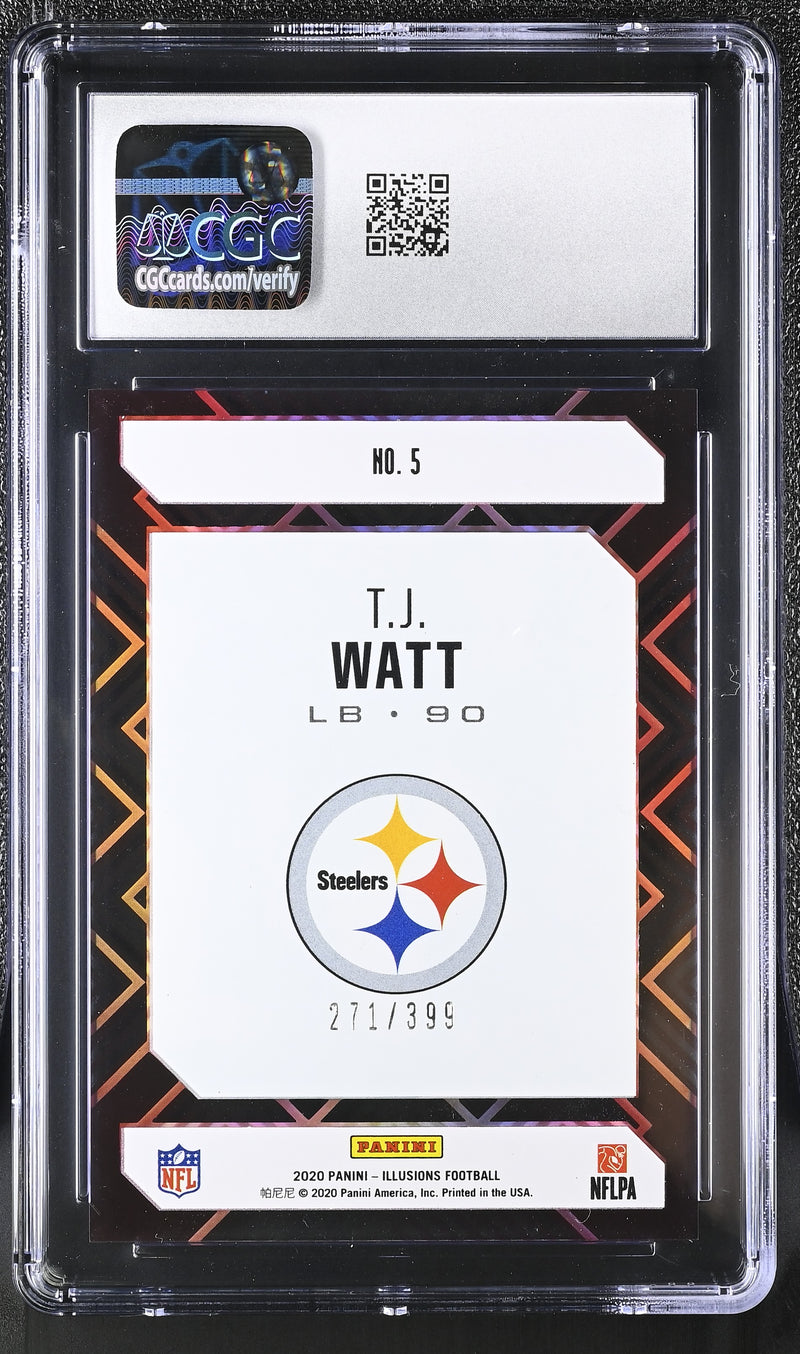 T.J. Watt Pink 2020 Illusions Clear Shots 271/399 #5 CGC 10-2