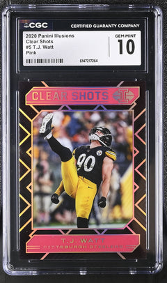T.J. Watt Pink 2020 Illusions Clear Shots 271/399 #5 CGC 10-1