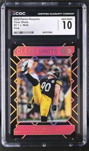 T.J. Watt Pink 2020 Illusions Clear Shots 271/399 #5 CGC 10