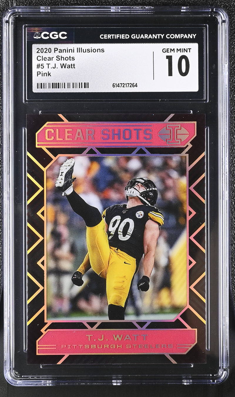 T.J. Watt Pink 2020 Illusions Clear Shots 271/399 #5 CGC 10-1