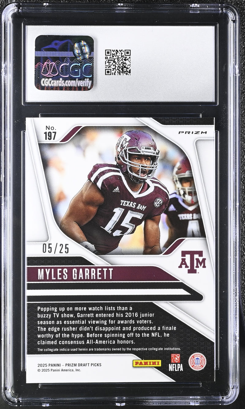 Myles Garrett Mojo 2025 Prizm Draft Picks 5/25 #197 CGC 9.5-2
