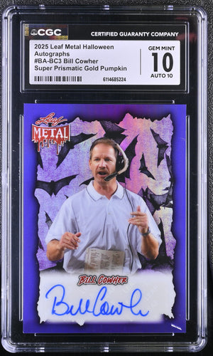 Bill Cowher Super Prismatic Gold Pumpkin 2025 Metal Halloween Autographs 1/1 #BA-BC3 CGC 10