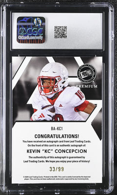 Kevin "KC" Concepcion 2024 Press Pass Premium Autographs 33/99 #BA-KC1 CGC 9.5-2