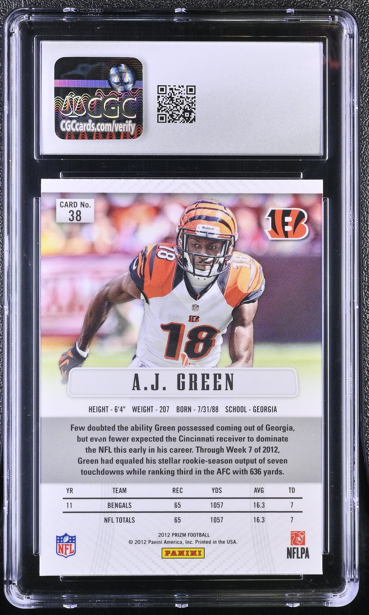 A.J. Green 2012 Prizm #38 CGC 10-2