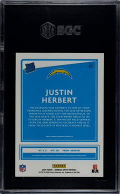 Justin Herbert 2020 Donruss Optic #153 SGC 10-2