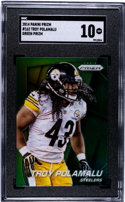 Troy Polamalu 2014 Panini Prizm Green Prizm #162 SGC 10-1