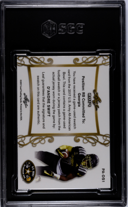 D'Andre Swift 2017 Leaf Army A.A. Bowl Patch Auto. Bronze 24/35 #PA-DS1 SGC 9-2