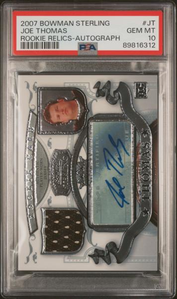 Joe Thomas 2007 Bowman Sterling Rookie Relics Autograph #BSRRA-JT PSA 10-1
