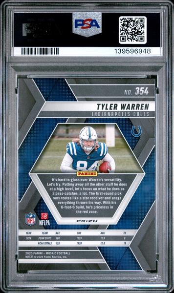 Tyler Warren 2025 Panini Mosaic Green #354 PSA 10-2