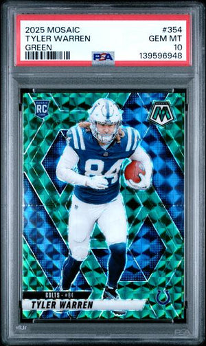 Tyler Warren 2025 Panini Mosaic Green #354 PSA 10