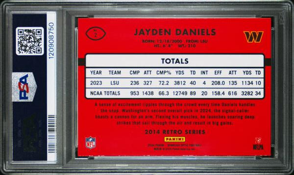 Jayden Daniels 2024 Panini Donruss Optic 2014 Retro Series #2 PSA 10