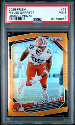 Myles Garrett 2025 Panini Prizm Orange Prizm 99/249 #73 PSA 9-1