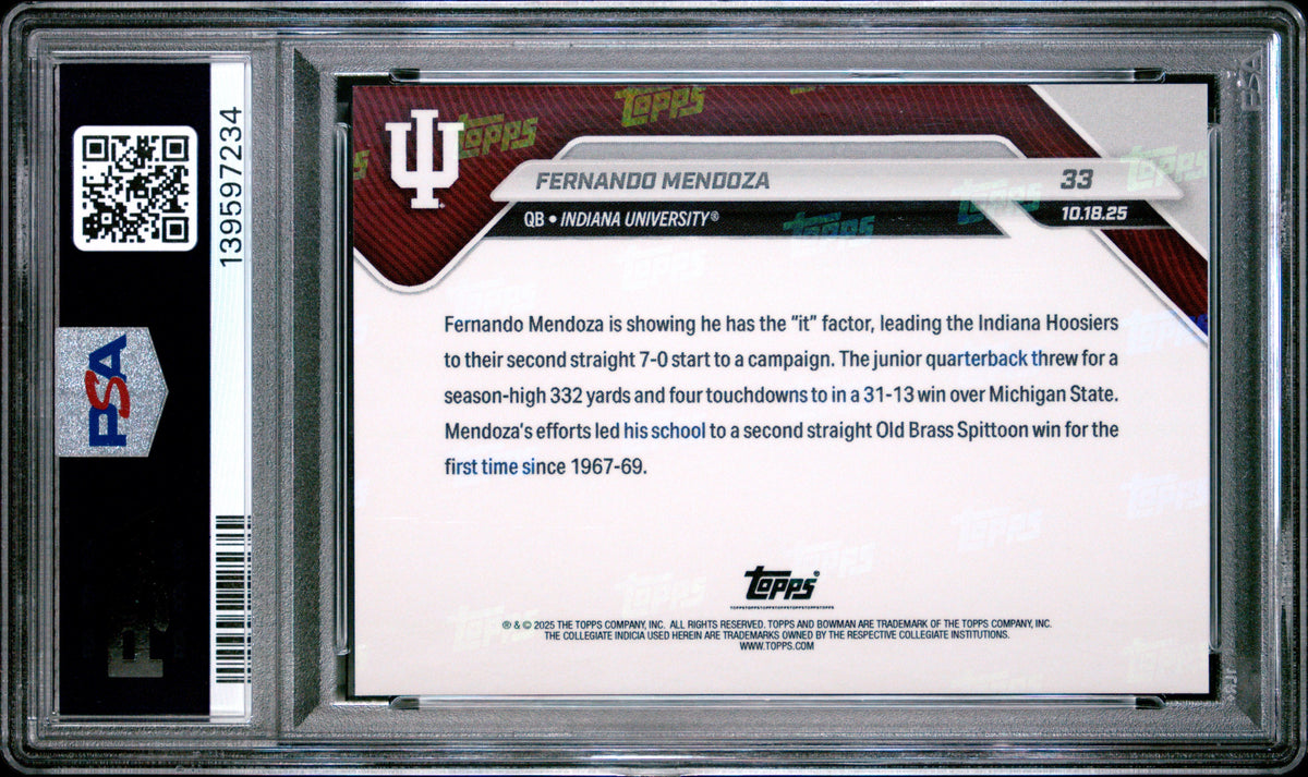 Fernando Mendoza 2025 Bowman U Now #33 PSA 10