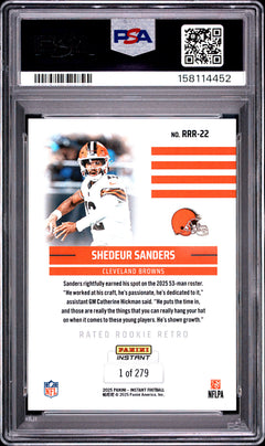 Shedeur Sanders 2025 Panini Instant Nfl Rated Rookie Retro #RRR-22 PSA 10-2