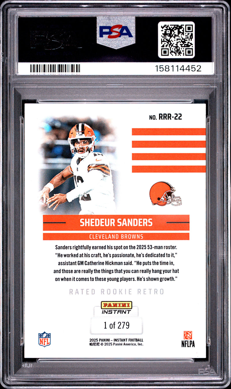 Shedeur Sanders 2025 Panini Instant Nfl Rated Rookie Retro #RRR-22 PSA 10-2