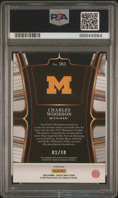 Charles Woodson 2023 Panini Select Draft Picks Gold Prizm 9/10 #183 PSA 10-2