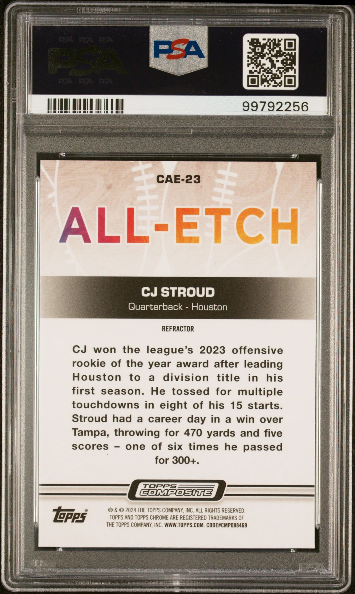 Cj Stroud 2023 Topps Composite Chrome All-Etch Chrome All-Etch-Refractor #CAE23 PSA 10-2