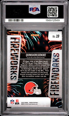 Quinshon Judkins 2025 Panini Prizm Fireworks #19 PSA 10-2
