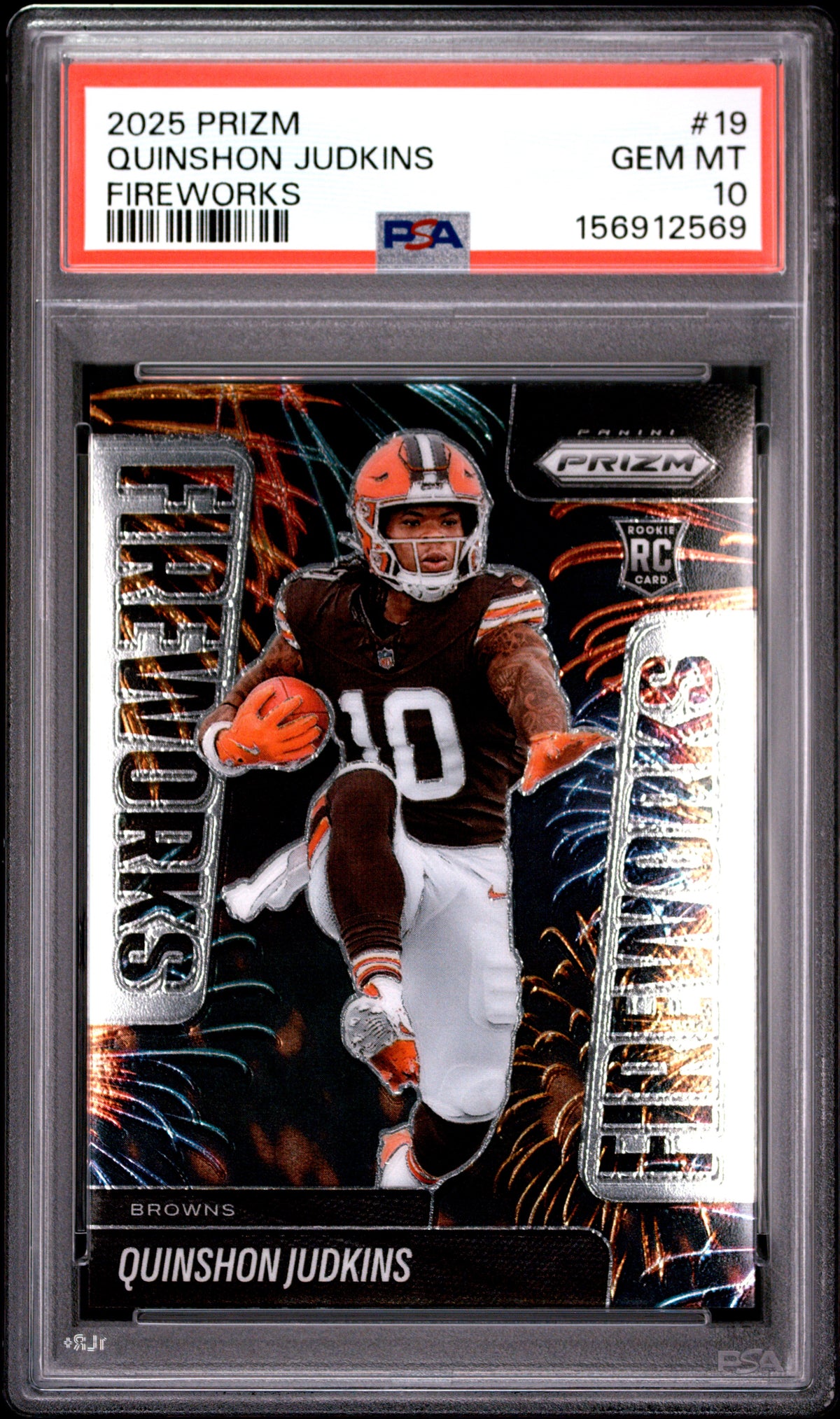 Quinshon Judkins 2025 Panini Prizm Fireworks #19 PSA 10-1