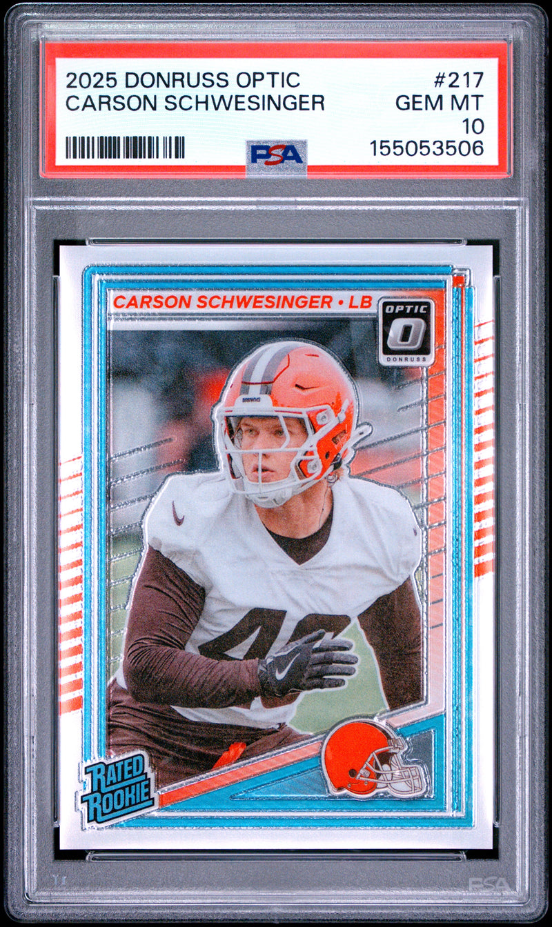 Carson Schwesinger 2025 Panini Donruss Optic #217 PSA 10-1