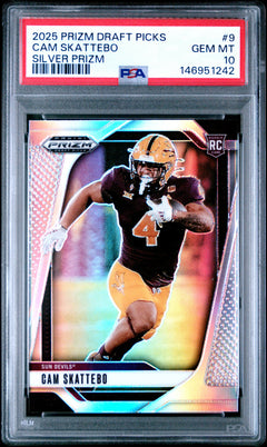 Cam Skattebo 2025 Panini Prizm Draft Picks Silver Prizm #9 PSA 10-1