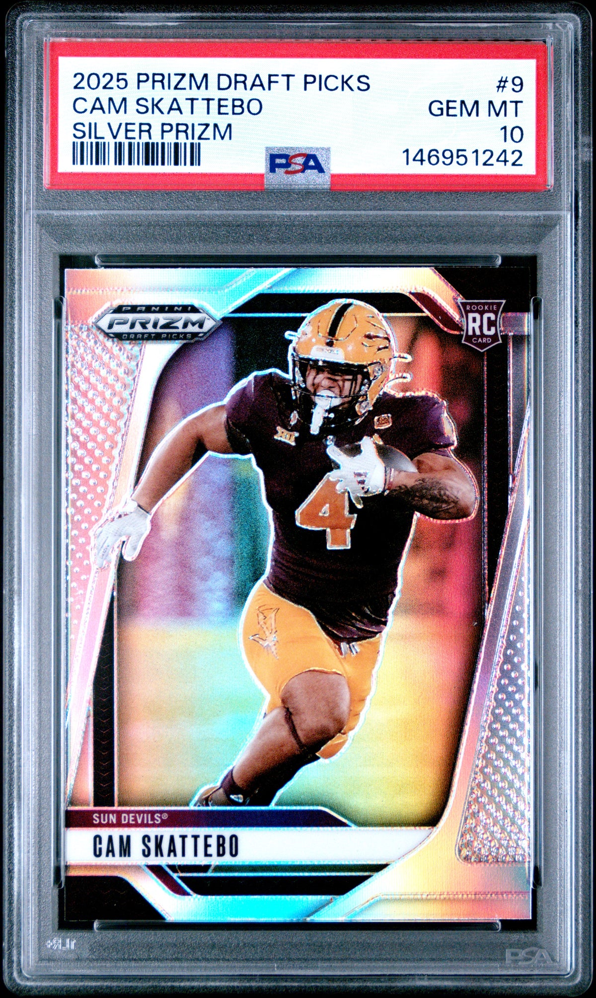 Cam Skattebo 2025 Panini Prizm Draft Picks Silver Prizm #9 PSA 10