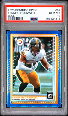Kenneth Gainwell 2025 Panini Donruss Optic Blue 209/249 #97 PSA 10-1