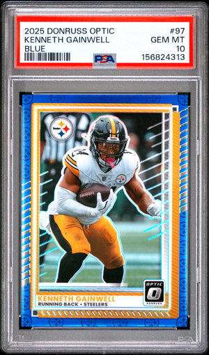 Kenneth Gainwell 2025 Panini Donruss Optic Blue 209/249 #97 PSA 10