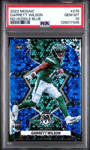 Garrett Wilson 2022 Panini Mosaic No Huddle Blue 71/75 #276 PSA 10