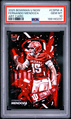 Fernando Mendoza 2025 Bowman U Now Art Card #CSFM-A PSA 10-1