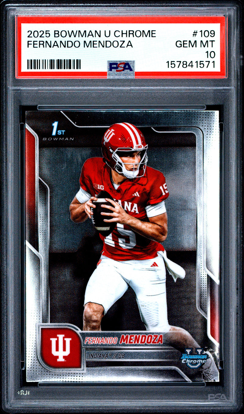 Fernando Mendoza 2025 Bowman University Chrome #109 PSA 10-1