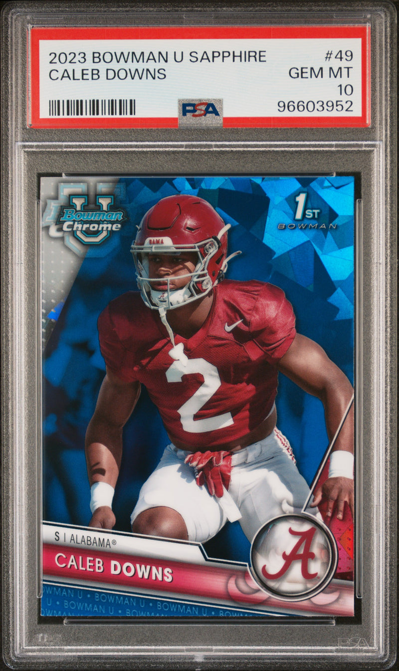 Caleb Downs 2023 Bowman University Chrome Sapphire #49 PSA 10-1