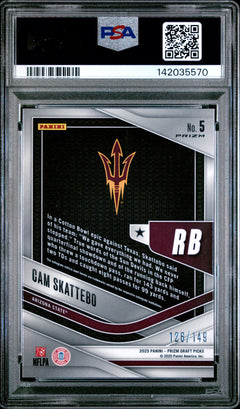 Cam Skattebo 2025 Panini Prizm Draft Picks Trophy Hunting-Blue Ice 126/149 #5 PSA 10-2