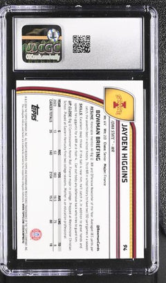 Jayden Higgins 2024 Bowman University Sapphire #94 CGC 10-2