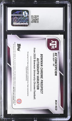 KC Concepcion Orange 17/25 2025 Bowman University Sapphire Chrome Prospect Autographs #BCA-KCO CGC 10 Auto 10-2